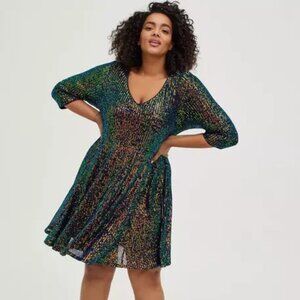 Torrid Mini Multi-color Sequins Skater Dress Size 2X